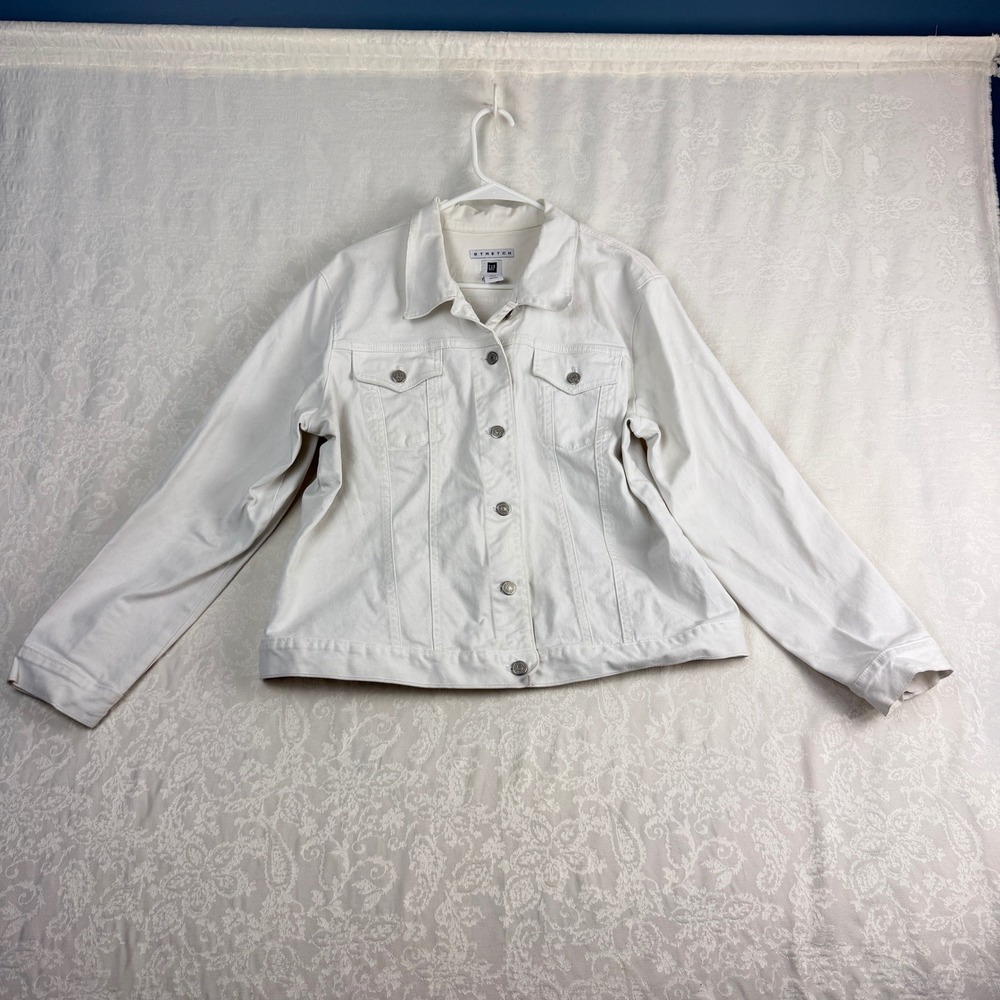 Gap Womens XXL White Jean Jacket Stretch Denim Trucker Classic Boho Coastal